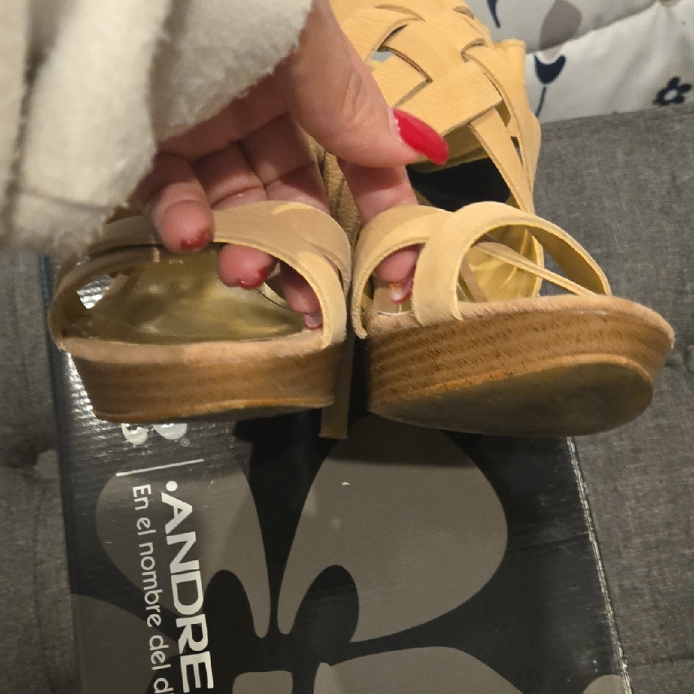 Leather Suede Like Wooden High Heel - Picture 6 of 11